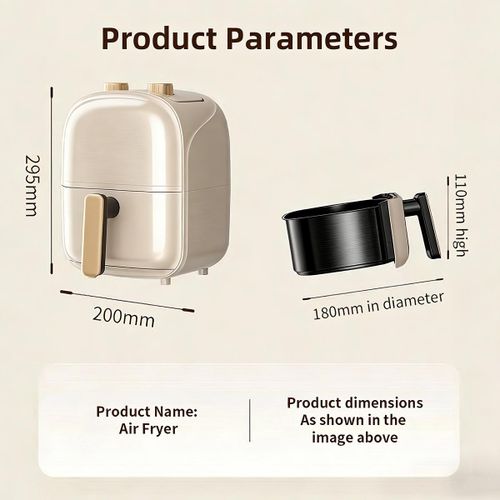 product_image_name-Generic-5.5L air fryer, light yellow, dual-knob adjustable, durable and large capacity-8