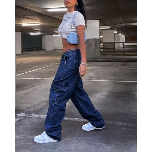 Women's Casual Fashion Pants Muilt Pocket Casual Loose High Rise