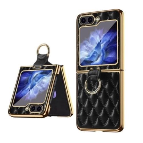 Generic Samsung galaxy Z Flip 6 Leather bubble Case with Ring Holder 5g - image 2