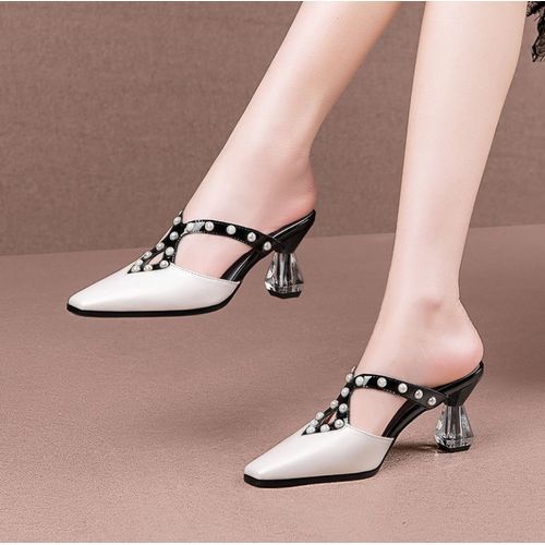 Pointed heels top slippers