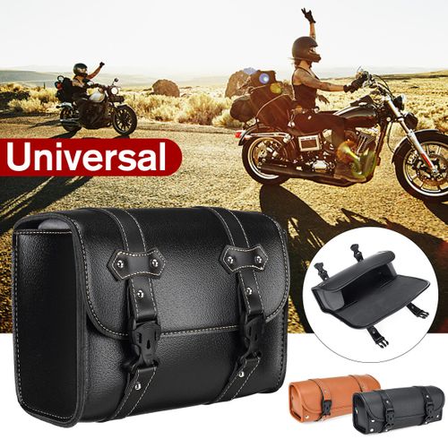 2 Pcs PU Leather Universal Motorcycle Side Saddle Bags Saddlebags