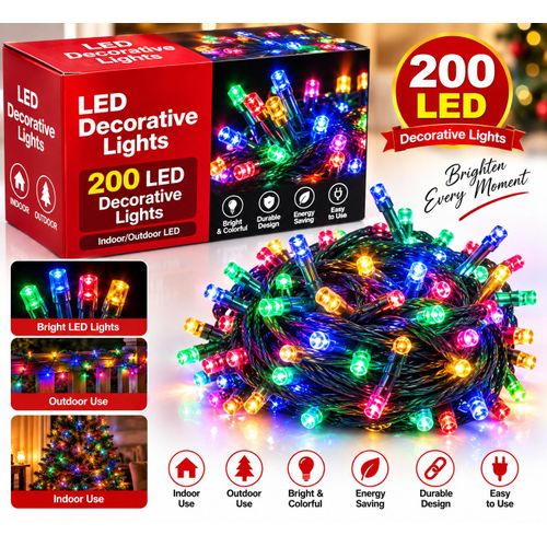 Christmas Lights 200 LED Decorative String Lights – Multicolor Indoor & Outdoor Lighting