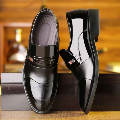 product_image_name-Fashion-Men's Leather Shoes Business Shoes British Korean Version Of Foot Cover Black Casual Leather Shoes-4