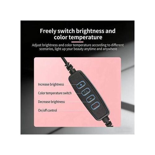 Generic 6Inch LED Selfie Ring Light & Tripod Stand 2 Phone Holders-black - image 8