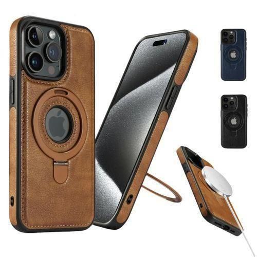 product_image_name-Magnetic-For IPhone 14 Pro Max Leather Case With Magsafe & Ring Stand-1