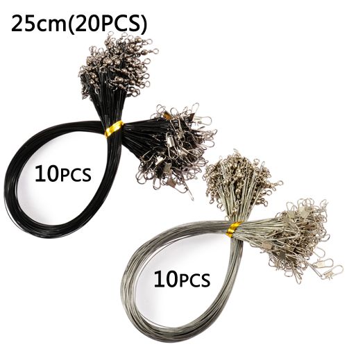 20Pcs Fishing Leaders with Swivels Steel Leader Fishing Line Wire