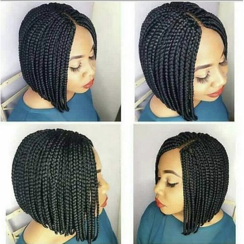 Oba Black Fringe Box Braids Braided Wig