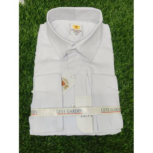 product_image_name-Levi Gardin-Quality Branded Formal Long Sleeves Shirt - White Office Shirts (Cufflinks Sleeves)-1