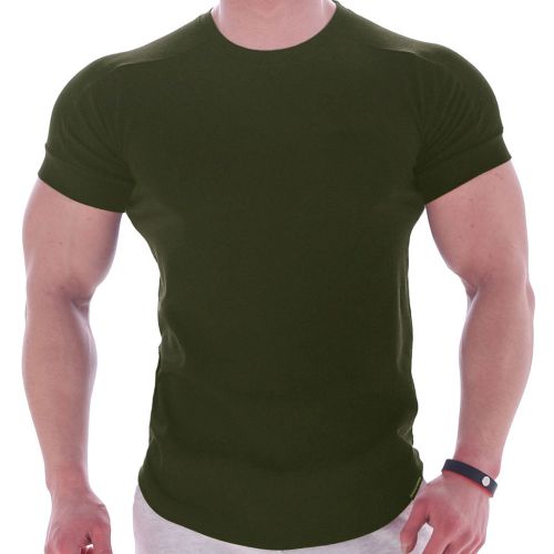 Men Solid Short Sleeve T-shirt Summer Casual Sports Gym Slim Fit