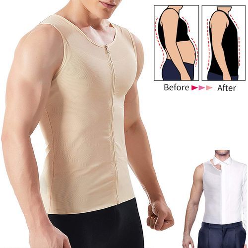 MEN Control Chest Bra Gynecomastia Shaper Vest tops Sexy Mens Posture  Corrector