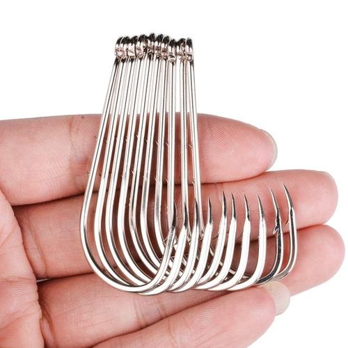 Generic Long Shank Hooks For Fishing 100pcs 1/0-6/0 High Carbon Steel Sharp  Barbed Offset Narrow Bait Hook Fishing Tackle Accessories