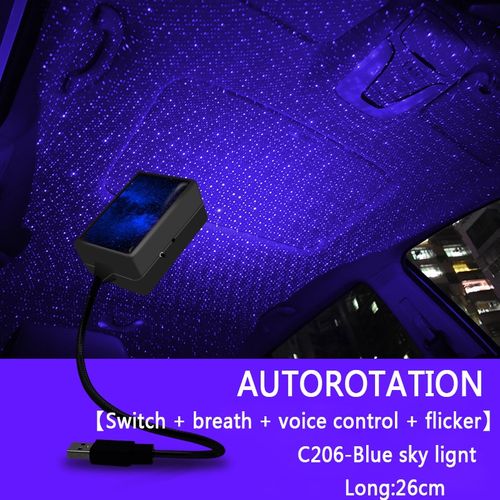 USB Car Interior Atmosphere Star Sky Lamp Ambient Star Light LED Projector  Blue