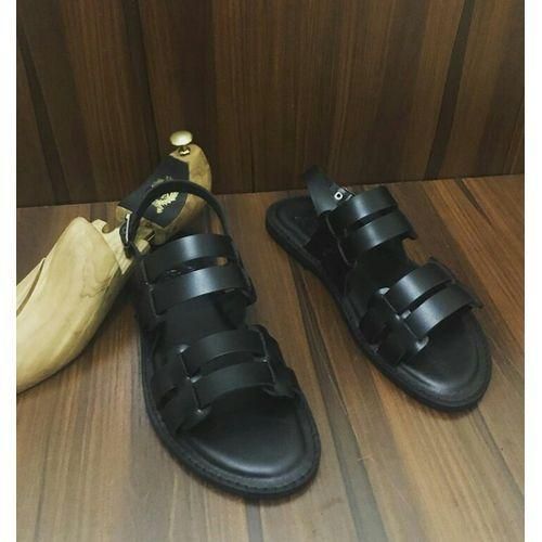 product_image_name-Fashion-Black Leather Male Classy Sandals-1
