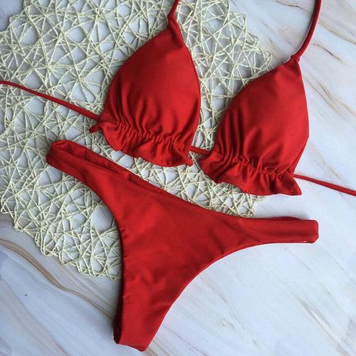 Generic Summer Swimsuit Women Sexy Padded Bikini Set Bandage Brazilian  Beach Push-Up Swimwear Lace Up Bathing Suit Beachwear