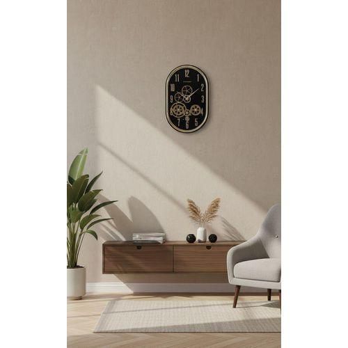 Generic Modern Oval Gear Wall Clock – Black & Gold Home Decor