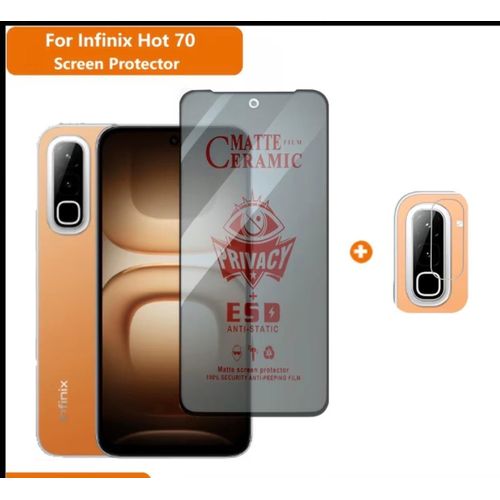 Infinix Hot 70 Privacy Screen Guard & Protector, Enhanced Tempered Glass Protection. ( Privacy Screen Guard )