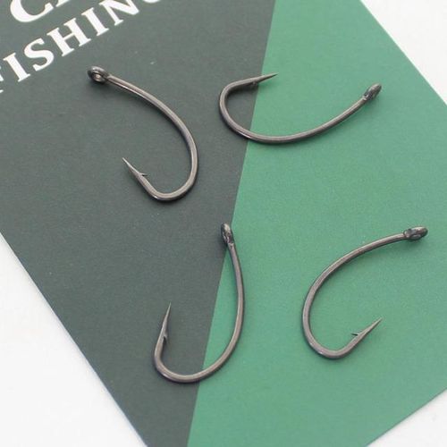 30PCS Coated Carp Fishing Hooks High Carbon Steel Fishhooks Matt Black  Barbed Curve Shank Gripper Style Sharp Carp Hooks