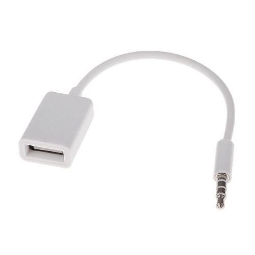 USB Female to 3.5mm Jack Male Audio Converter Cable Adapter (White) 