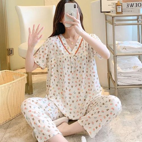 Generic Women s Home Clothes Loose Pyjamas Pants Set Sleepwear Pijama Female 2 Pieces Set Pajamas For Women Summer Nightdress Loungewear Jumia Nigeria