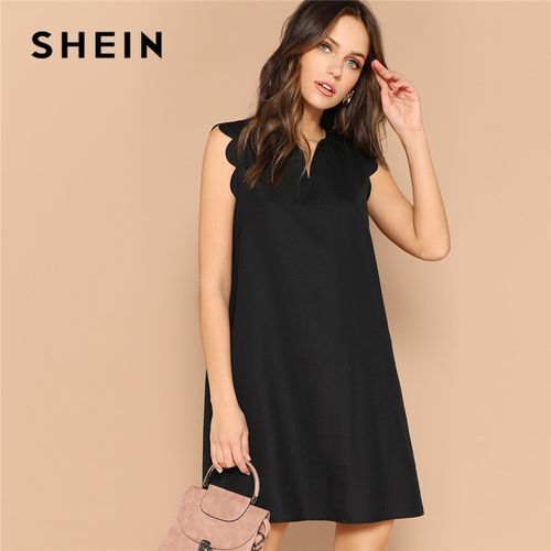 SHEIN Curve Black Scallop Trim V Neck Dress Women's Size 3XL - beyond  exchange