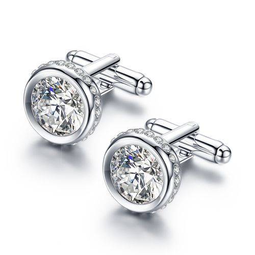 product_image_name-Pinannie-Men's Crystal Shirt Cuff Links Wedding Cufflinks For Mens-1