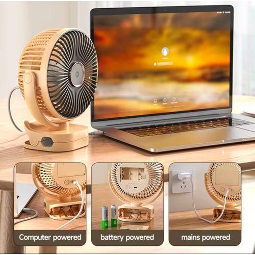 product_image_name-Dp-Rechargeable Table Fan - Electric Air Cooling Rechargeable Fan + LED Light ( DP-7638 )-3