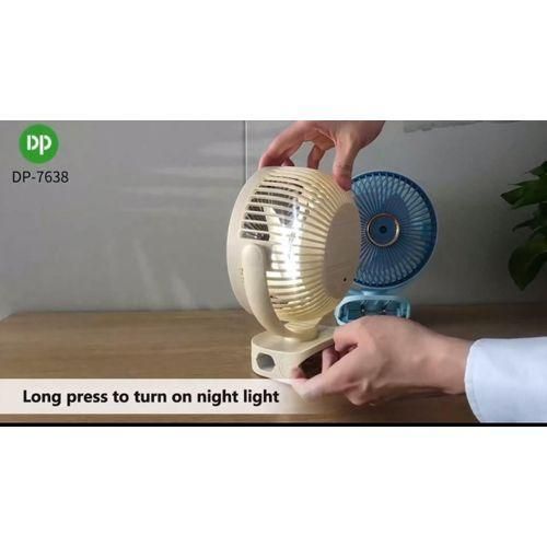 product_image_name-Dp-Rechargeable Table Fan - Electric Air Cooling Rechargeable Fan + LED Light ( DP-7638 )-6