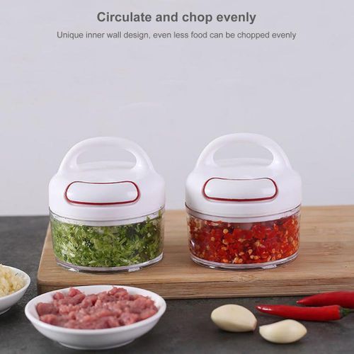 Mini Manual Food Processor Portable Garlic Chopper Grinder Pull String Vegetable Chopper for Veggies, Fruits, Garlic, Onion - White