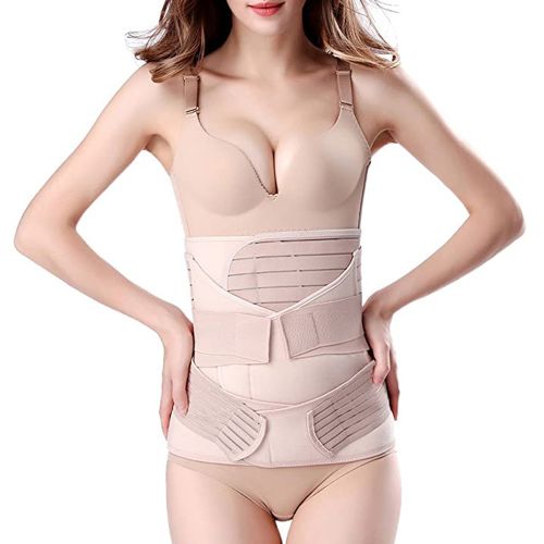 Generic (Beige-3 In 1 Belt)3 In1 Postpartum Belly Band Post C Section  Support Recovery Wrap Fajas Post JIN