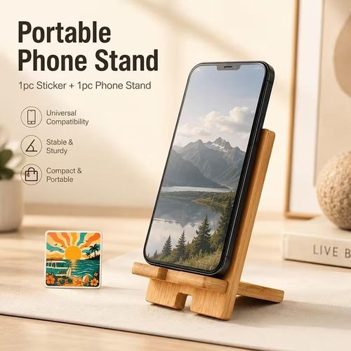 Generic Bamboo Detachable Phone Stand - Wood