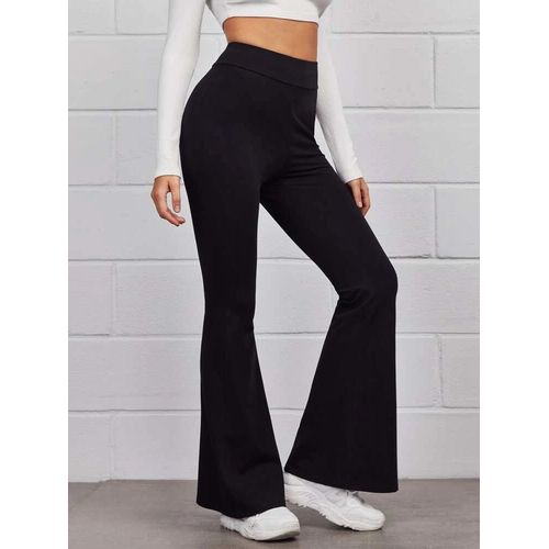 Women Black High- Rise Wide Leg Straight Fit Trousers