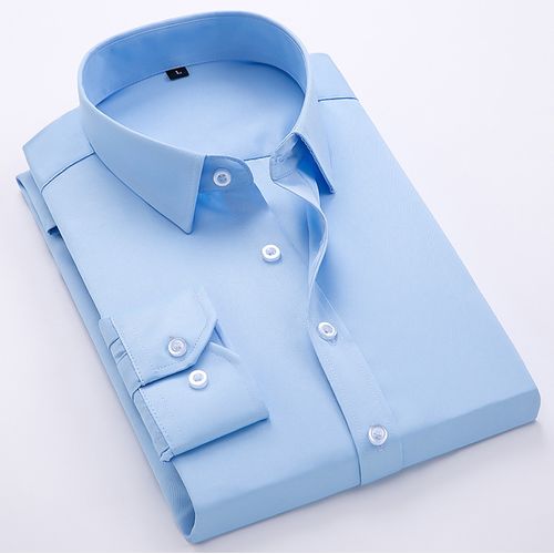 Fashion Men's Corporate Quality Office Plain Long Sleeve Sky Blue Shirt ...