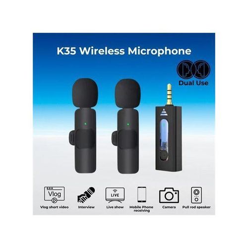 Generic K35 3.5mm Wireless Microphone (dual Microphone)-black