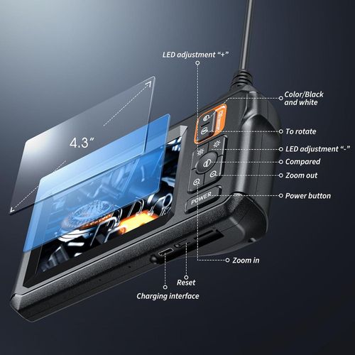 product_image_name-Generic-Endoscope Camera with Light, Inspection Borescope Camera with 4.3" IPS Screen, 1920P HD with 8 LED Lights, 16.5FT Semi-Rigid Cord Bore Scope, IP67 Waterproof Endoscope for Sewer, Tools-2