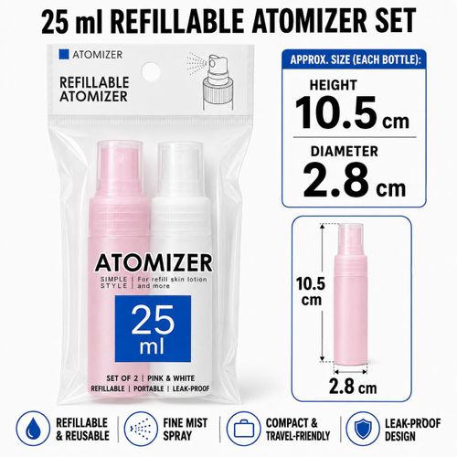 Generic 2-Piece 25 ml Refillable Fine Mist Atomizer Spray Bottle Set - image 3
