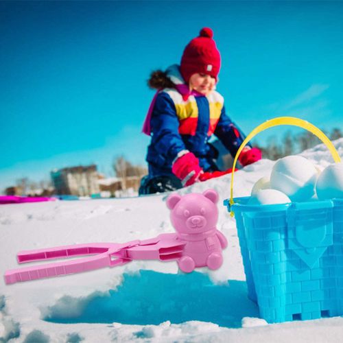 Generic Creative Bear Shaped Snow Kids Snow Toys Pink