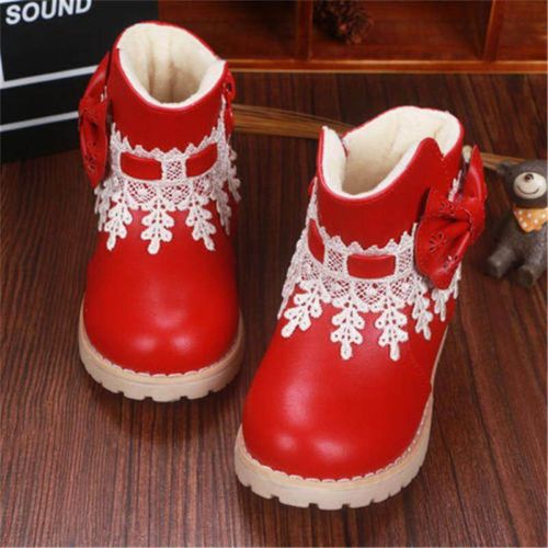 Generic Waterproof Baby Kids Girls Children Lace Snow Ankle Boots