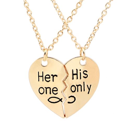 Fashion Hequ Her One His Only Couple Necklaces Gold Silver Plated