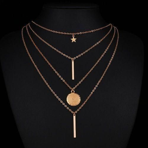 Fashion Women's Boho Pentagram Long Pendant Multi-Layered Necklace - image 2