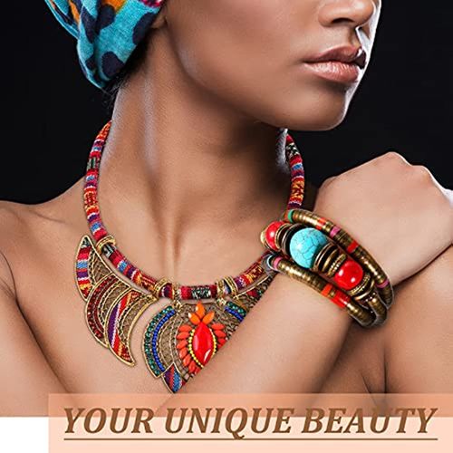 African Multi color Wooden Beads Long Bib Necklace - Temu