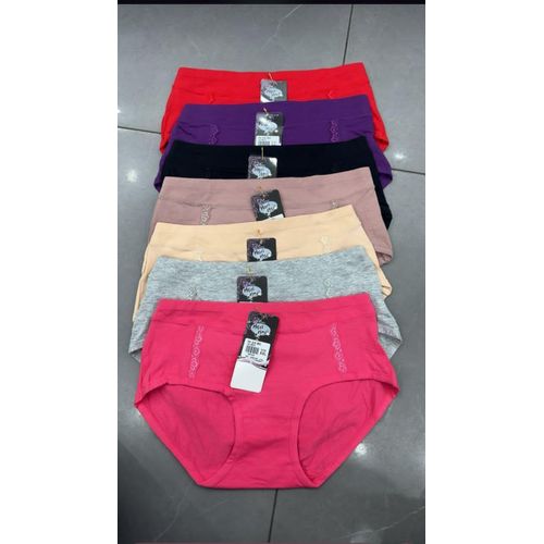 product_image_name-Fashion-6 Pieces Beautiful Pure Cotton Plain Design Ladies Panties -1