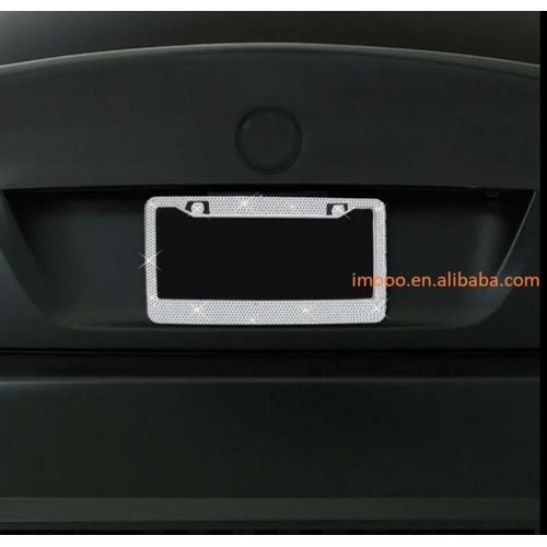 product_image_name-Generic-Premium Universal Silver with rhinestones license Plate Frame-4