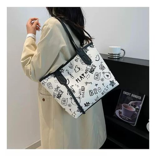 product_image_name-Fashion-Black Trendy And Stylish Doodle Print Tote Bag For Ladies -3