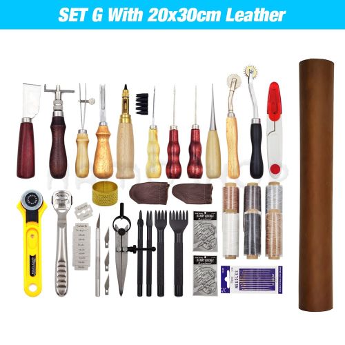 Professional DIY Leather Craft Tool Kit Hand Sewing Stitching Punch Carving  Work Saddle Groover Set Leathercraft Accessories Box