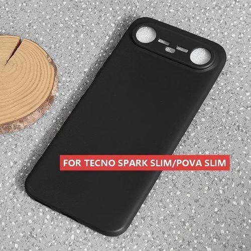 Generic Tecno Spark Slim Silicone Phone Case & Pouch With Camera Protection - Scratch Resistance, Shockproof Protective Case - ( Black ) - image 5