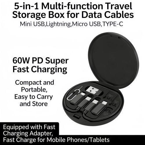 Generic 5 in 1 Charging Cable Kit – 60W PD Fast Charging, Multi Cable Travel Case for All Phones - image 4