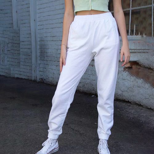 Women Casual Wear White Cotton Checks Pants With Loose Belt