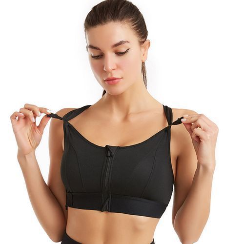 Generic Sports Bras For Women Cross Back Padded Sports Bra Running Yoga Bra（Black）