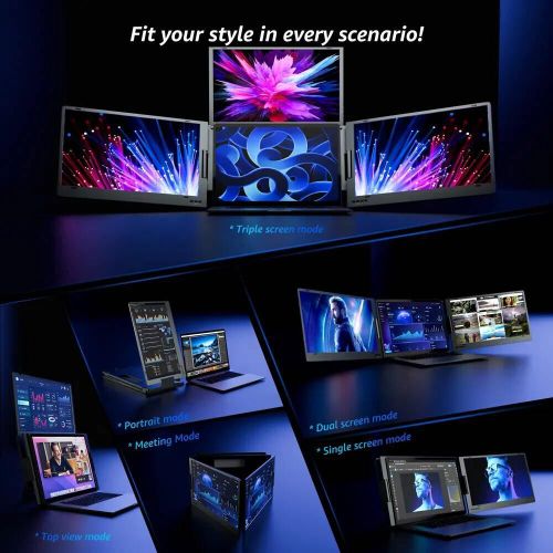 V2COM 15.6" Quad Screen Portable Monitor Laptop Extender USB-C/USB-A, - image 4