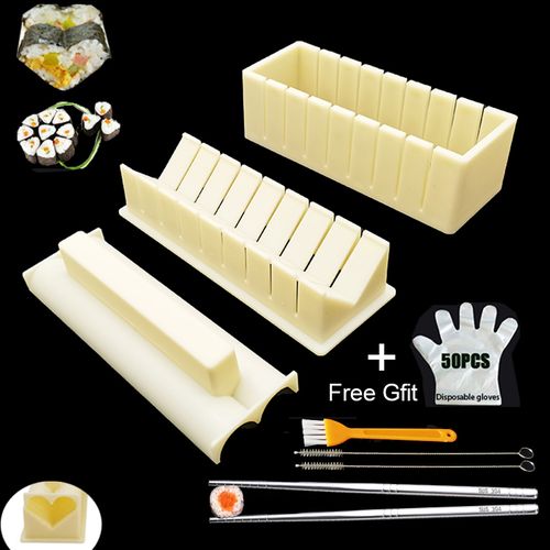 Iyounice 11pcs/set Sushi Maker Equipment Kit,japanese Rice Ball Cake Roll Mold  Sushi Multifunctional Mould Making Sushi Tools